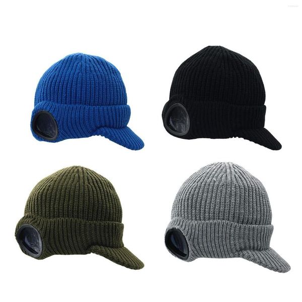 Банданас мужские вязаные шляпы шляпы шляпы Шляпа толстая лыжная зима теплая ветрозащитная крышка с козыревым стильным краем
