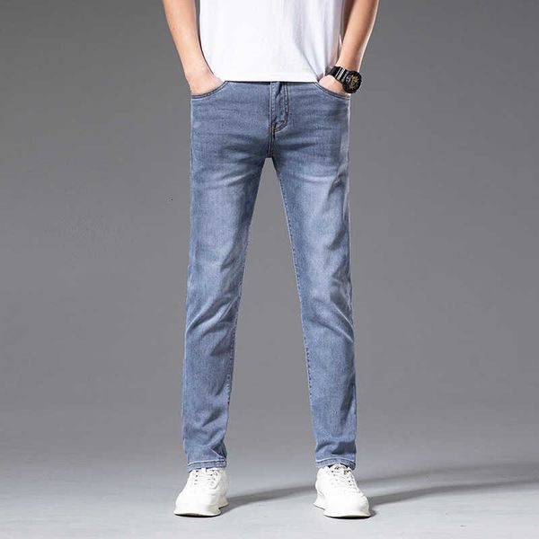 Herren Jeans Designer Designer Mode Marke Jeans Herren Frühjahr neue elastische schlanke Fußbekleidung weiße blaue Hose 6SVC 1OG7