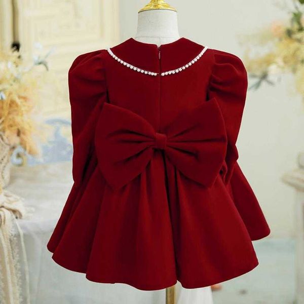 Mädchenkleider für Teenager, Herbst und Winter, roter Samt, langärmelig, Vintage-Stil, türkisches Prinzessinnenkleid für Mädchen, Weihnachten, Geburtstag, Hochzeit, Party, A1988