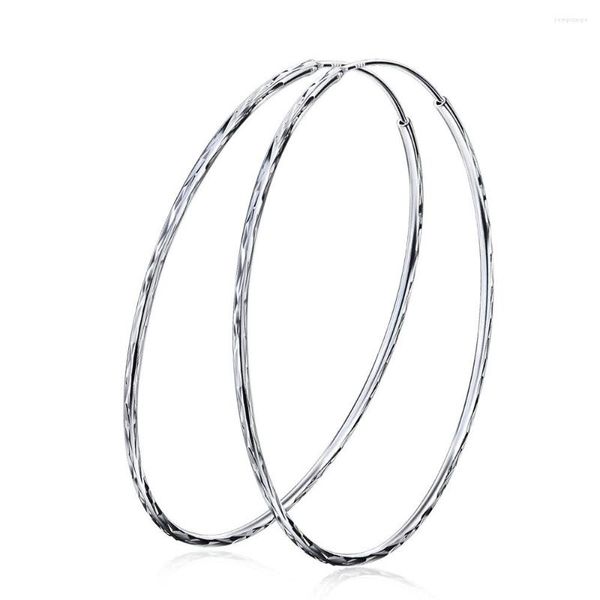 Brincos de argolas jóias exageradas S925 prata esterlina grande círculo coreano de diamante carro orelha para mulheres