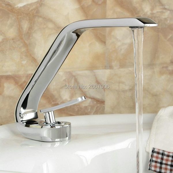 Смесители раковины ванной комнаты Fancy G Design Faucet Chrome Brass Basin Высококачественный тщеславный смеситель Taps Taps Waterfall в Китае ZR609