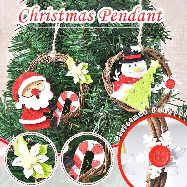 Decorazioni natalizie Porta ghirlanda Appesa Tromba Albero Decorazione Anello in rattan Natale creativo Babbo Natale Pupazzo di neve