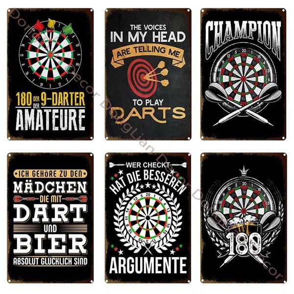 Darts Spiel Kunst Malerei Blechschild Bullseye Metall Poster Moderne Wandkunst Eisenplatte Bar Club Café Casino Gaming Room Home personalisierte Dekor Größe 30X20cm w02