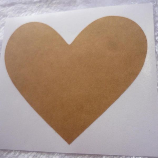 Confezione Regalo 9x7.8cm - Adesivo Cuore Kraft Marrone Naturale Extra Large Personalizzabile