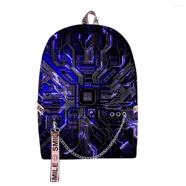 Rucksack Schultaschen Jungen Mädchen Elektronischer Chip Reisen 3D-gedrucktes Oxford Wasserdichtes Notebook Multifunktions-Schulterrucksäcke