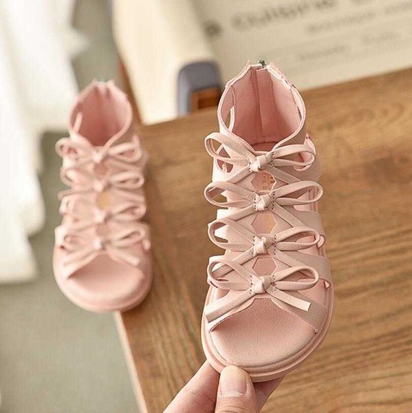 Sandalen kinder Schuhe 2021 Neue Sommer Casual Glitter Bowknot Frühling Hohe Ferse Mädchen Schuhe Mode Prinzessin Dance Party Sandalen z0225