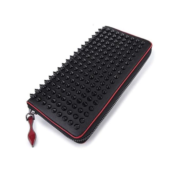 Stil Red Bottom Deded Pittleed Stachel Clutch Women Patent echtes Leder gemischte Farbe Nieten Taschen Clutches Lady Long Geldbörsen mit Spikes HSL253E