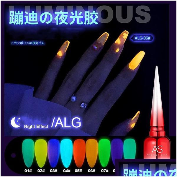 Gel de unha 15ml brilho em néon fluorescente escuro como luminoso LED UV absorvendo a entrega de gotas de gotas permanentes semi -permanente dh2k6