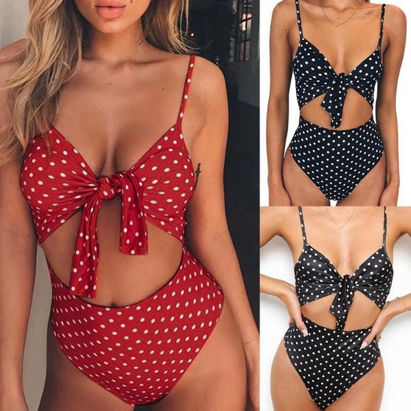 Kadın Mayo Seksi 2023 Bikinis Yüzme Takımı Kadın Dot Polka Baskı Yastıklı Plaj Giyim Push-Up Bikini Set Bandge Mujer
