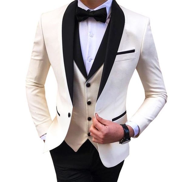 Ternos masculinos Blazers Men Diffle Colle Collar Color Matching Suit de noivo Terno de casamento Host Performance Dance Suit Two Pieces 230227