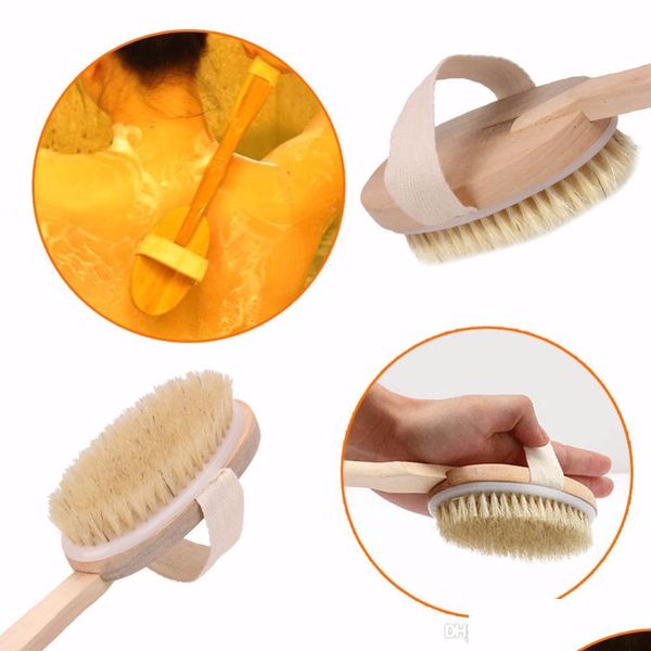 Accessori per il bagno Accessori Spazzola in legno con setola di cinghiale naturale Manico lungo Masr Doccia per la schiena Spa Pelle per il corpo Prodotti per il bagno Drop Deliver Dhn82