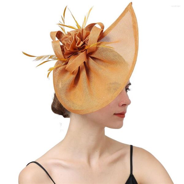 Kopfschmuck Feder Fascinator Hut Hochzeit Frauen Stirnband Clip Mesh Blume Cocktail Haar Zubehör Tee Party Kopfbedeckungen Für