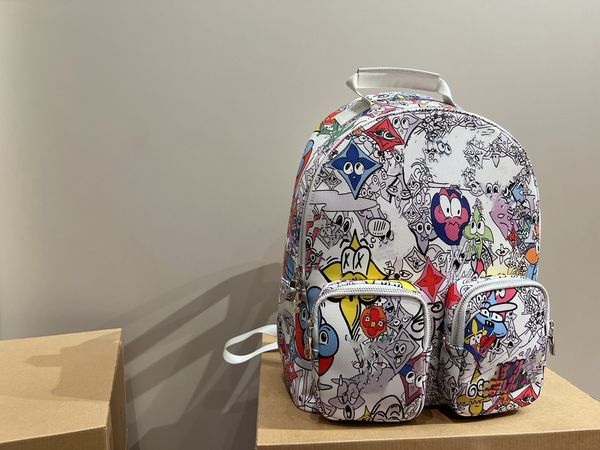 CC MULTIPOCKET Zaino Deisgner 23ss Zaini Graffiti da donna per uomo Fiore Nigo Inchiostro Acquerello Pelle Blu Cielo Nube Borsa Borse per laptop a doppia spalla