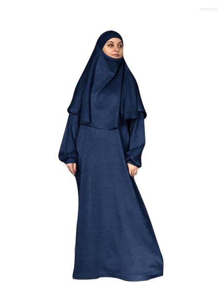 Abbigliamento etnico Ramadan Long Khimar Abito a 2 pezzi Set formale Musulmano Hijab Abaya Preghiera Set di indumenti Dubai Turchia Namaz Jurken Abayas