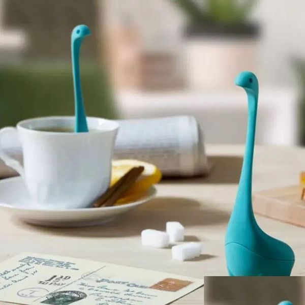 Teesiebe Loch Ness Monster Sieb Infuser Sile Cute Cartoon FDA LFGB Standard Loseblattfilter Teegeschirr Werkzeug Fy3864 Drop Deli Dh1Mr