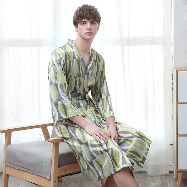 Men's Sleepwear Men Satin Nightwear Oversize 3xl quimono vestido amantes Bathrobe 2023 Nightdress Nightgown Casual Lingerie íntima