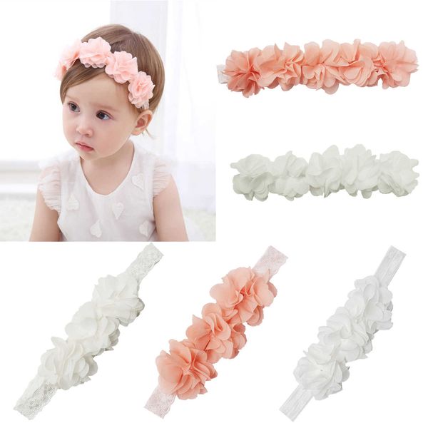 Versão coreana da banda de cabelo de New Children 5 Precious Chiffon Flowers Lace Baby Headwearwares Chiffon Bands Hair Band Band Band