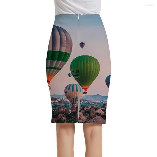 Saias Kyku Brand Landscape Women Air Balão elegante rock de férias sexy Sundresses Prind Skirt Ladies Womens Summer