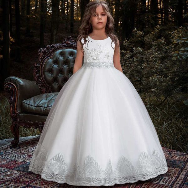 Vestidos da menina 2023 branco noite crianças vem vestido para menina crianças roupas princesa vestidos vestido flor meninas vestido grande arco 10 12 anos