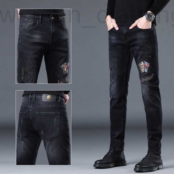 Jeans designer de jeans Autumn e inverno nova marca de moda Stretch slim fit bordado de diamante quente calças casuais j8pm