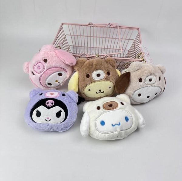 Chaveiro de anime de desenho animado Sanrio vestir-se urso moeda bolsa pingente Kulomi Melody garra boneca