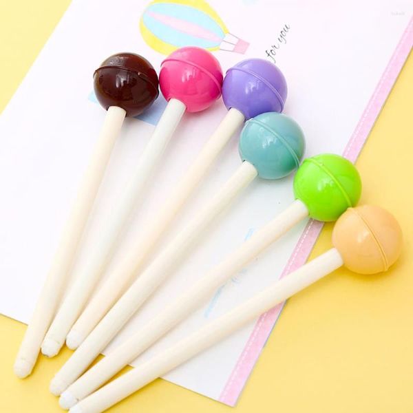 Bolígrafo de Gel de caramelo con piruleta Kawaii bonito japonés, material escolar azul bonito, accesorio de oficina estacionario Kawai, cosa encantadora