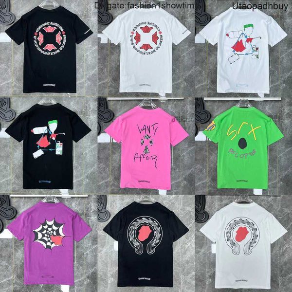 Heiße Art-Männer Luxus-Mode-T-Shirt Ch Marke Designer Tops T-Shirts Frauen Herz Sanskrit Brief Paar T-Shirt Sweatshirt Horseshoe Chromes PVNE