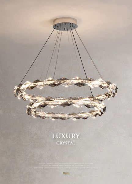 Chandeiro de cristal de luxo moderno lustre lustre de estar quarto de cozinha ilha de iluminação cromada lustre pendurador luminária redonda de iluminação redonda