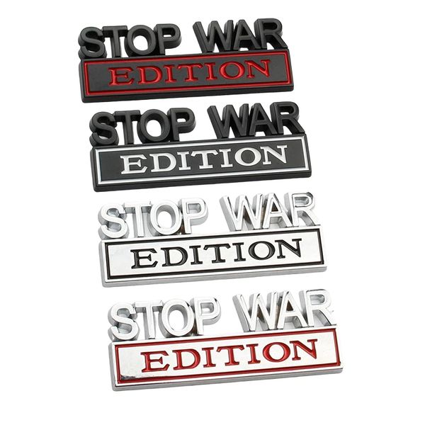 Decoração de festa 1pcs Stop War Edition Seter para caminhão automático 3D emblema emblema Decal Acessórios automóveis 8x2.9cm