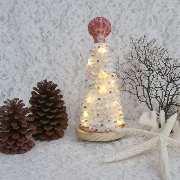 Decorações de Natal (1set/lote) lideradas com pérolas de gockle árvore natural concha de praia decoração de casamento artesanal em casa costeira