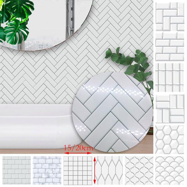 Adesivos de parede treliça branca moderna e minimalista cozinha banheiro azulejos renovação auto-adesivo papel decoração de casa 10pcs