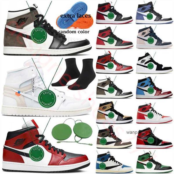 2024 Off Chicago Lost Found 1s Sapatos de Basquete Pinho Verde Azul Lua Homenagem Jumpman Starfish Universidade Azul Preto Branco Criado Patente