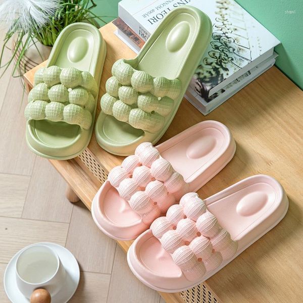 Slippers Summer Women Fashion Litchi Bubble Eva Sandals Massage Bottom Outdoor Толстая подошва шлепанцы мужчины не скользящие пляжные слайды