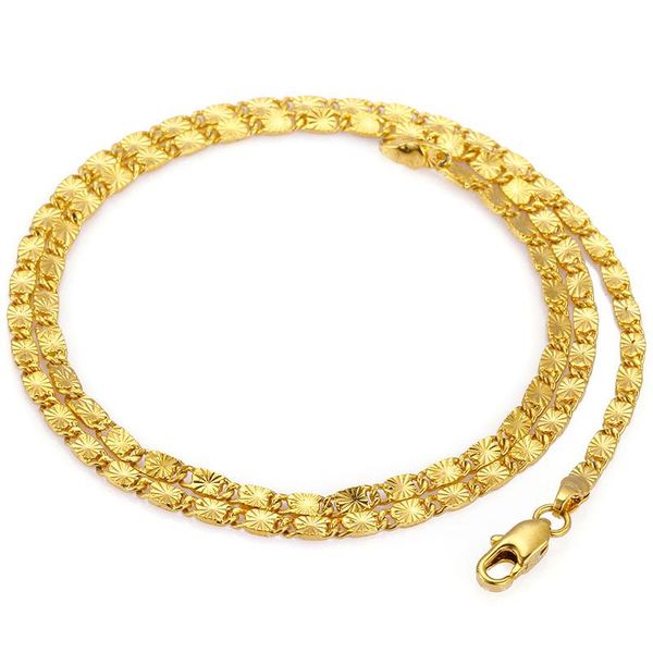 Collane Intera bellissima catena a maglie regalo Catene placcate oro 24K per uomini e donne Girocollo di gioielleria raffinata 3MM