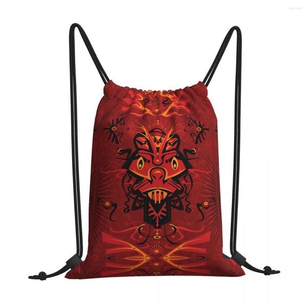 Sacos de compras samurai shaman hip hop ginásio bolsa de ginástica 3d saco de sapatos de mochila