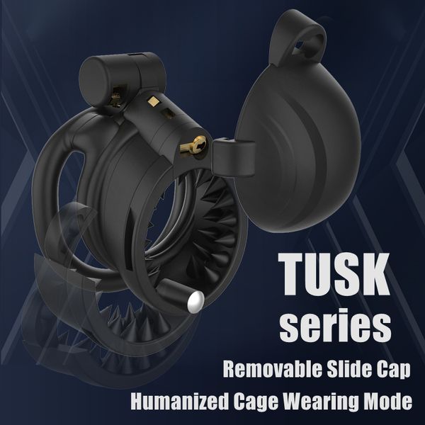 Cockrings TUSK Design Cappuccio scorrevole rimovibile Gabbia per cazzi umanizzata Dispositivo di castità maschile 2 tipi Anelli per pene disponibili Giocattoli per adulti 230227