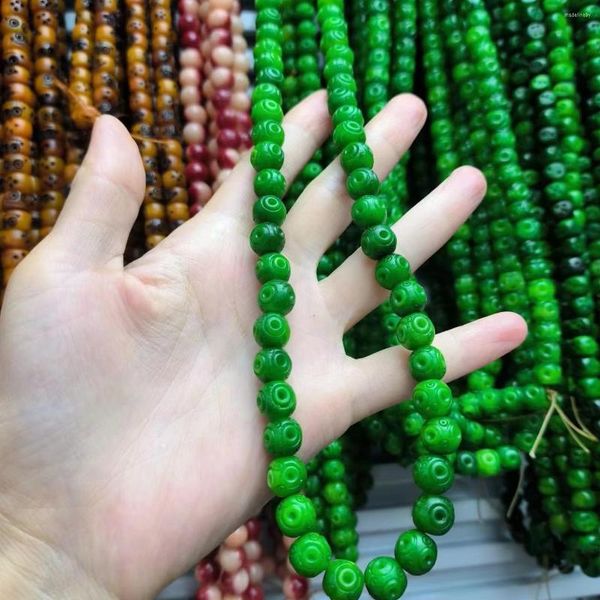 Catene 1 pz/lotto Osso di Mucca Corno Verde Braccialetto di Perline Collana 108 Perline Accessori Preziosi Stile Etnico Retrò da Uomo E da Donna