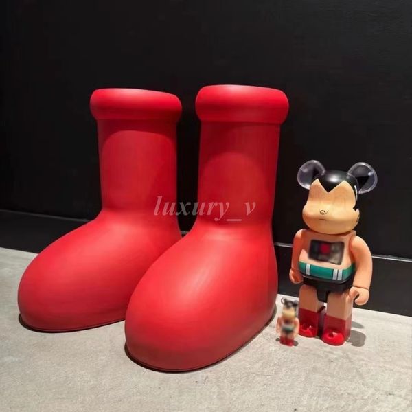 Big Red Boots MSCHF Astro Boy Boot Men Women Women Rain Boots Дизайнер толстые нижние ботинки без скольжения резиновая платформа с коробкой