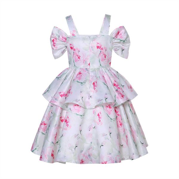 Mädchen Kleider Sommer Kinder Mädchen Rosa Blume Kinder Hochzeit Prinzessin Kleidung Kleider 2 3 4 5 6 8 10 12 14 Jahre Haarband