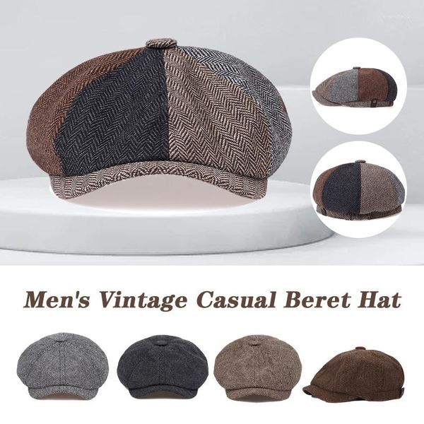 BERETS SBOY Cap Top Flat Top Cotton Washing Tweed Wool Baker Boy Blinders Peak ha raggiunto il picco di cappello da tassista regolabile