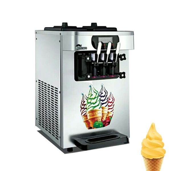 Distributore automatico di gelato soft commerciale color argento da 1700 W a tre gusti 110 V 220 V