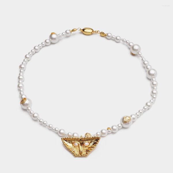 Anhänger Halsketten JBJD Einzigartiges Design Perlen-Choker-Halskette für Dame Mädchen Geburtstagsgeschenke mit Box-Kleid-Anzug Doppelseitiges Tragen Mas