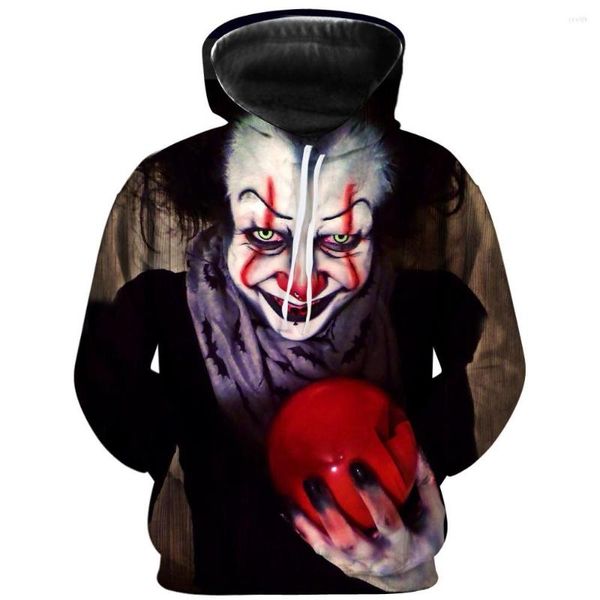 Felpe con cappuccio da uomo 2023 Horror Movie Stampa 3D Pullover con cappuccio Funny Clown Felpa casual hip-hop