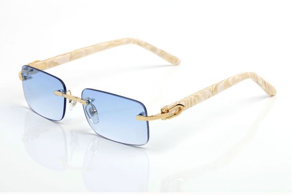 Sonnenbrille Carti Herren-Designerbrille Sonnenbrille Randlos Quadratisch Blaue Linse Pfirsich Herz Gold Hardware Polieren Handwerk Mode Rechteck C Dekorieren Arm Buff Holz