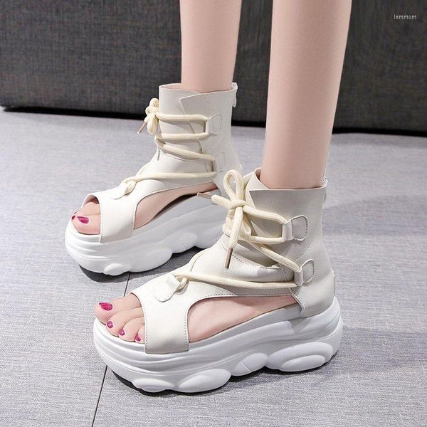 Sandalen Sommer Damen High-Heeled Dicke Sohlen Mode Römische Schuhe 2023 Plattform High-Top Fischmaul