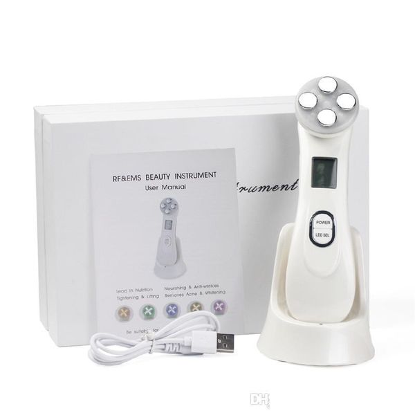 Massageador de face mesoterapia facial eletroporação rf radiofrequência LED LED levantamento de levantamento aperte a remoção de cuidados com a pele entre entrega de gotas hem dh41h