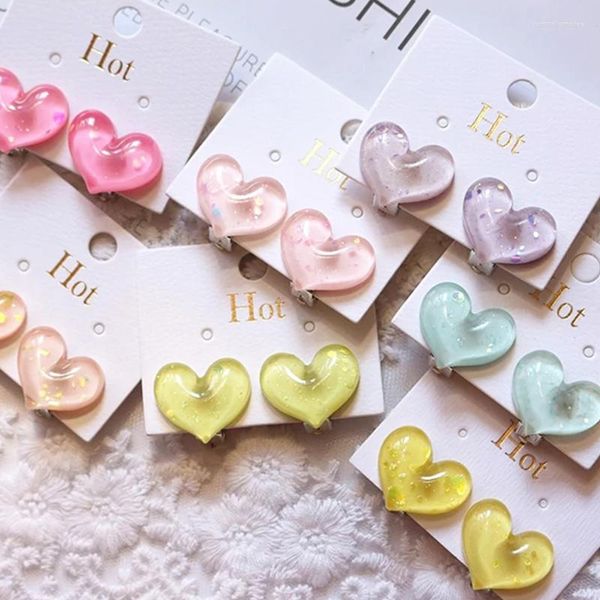 Backs Orecchini Jelly Multi Color Cute Bling Heart Stars Clip On For Children Girls No Pierce Earring Jewelry Play Costume