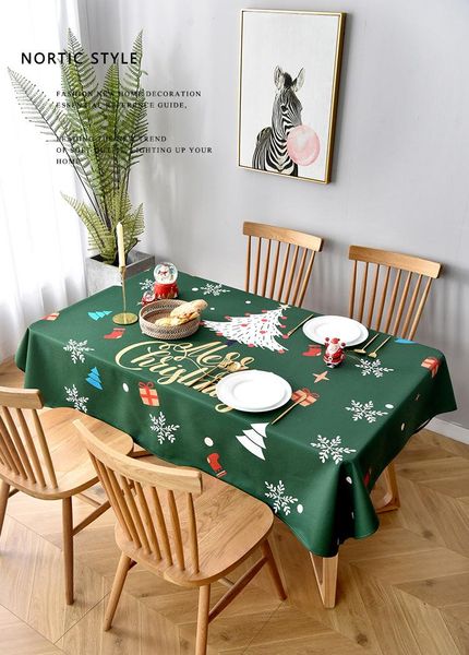 Tischdecke Baumwolle Weihnachten Party Tischdecke Rechteck Grün Rot Blau Druck Dinning Abdeckung Für Hause Schnee Dekorativ