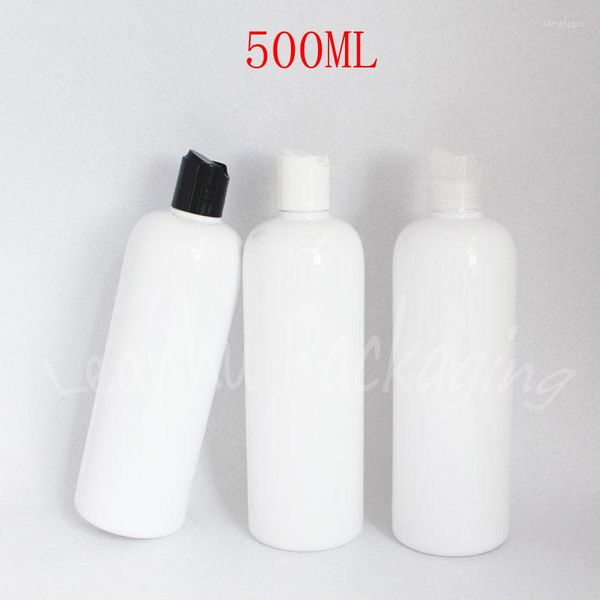 Garrafas de armazenamento 500 ml garrafa de plástico redondo branco 500cc shampoo / embalagem de água cosmética Recipiente vazio