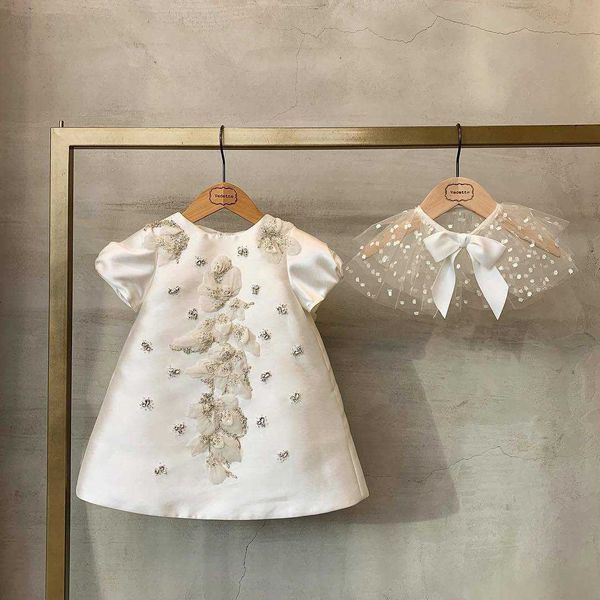 Vestidos da menina lantejoulas infantil bebê meninas flor vestidos de batismo vestidos recém-nascidos bebês roupas de batismo princesa tutu aniversário vestido de renda branca
